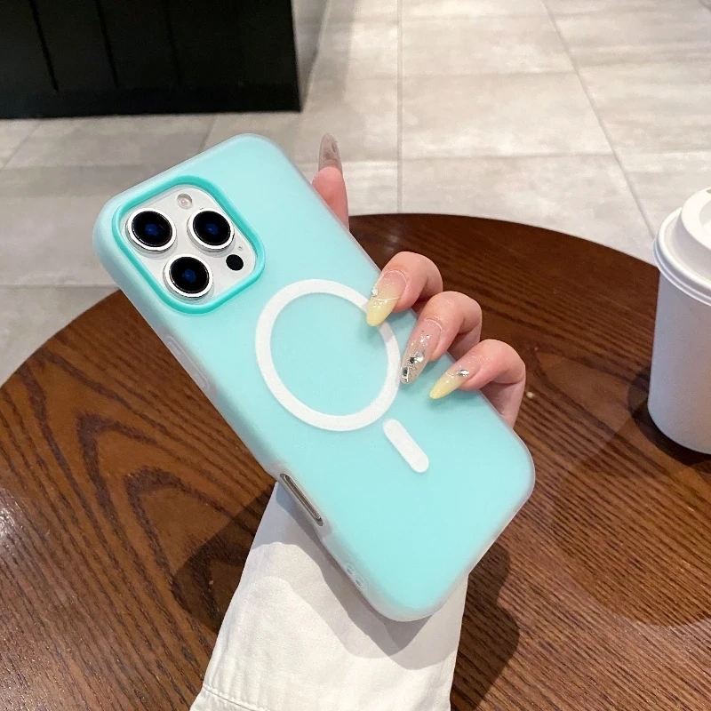 Luxury Candy Color 2 IN 1 Magsafe Case for iPhone 16 Pro Max 15 14 Plus 13 12 11 Magnetic Wireless Charge Clear Matte Soft Cover