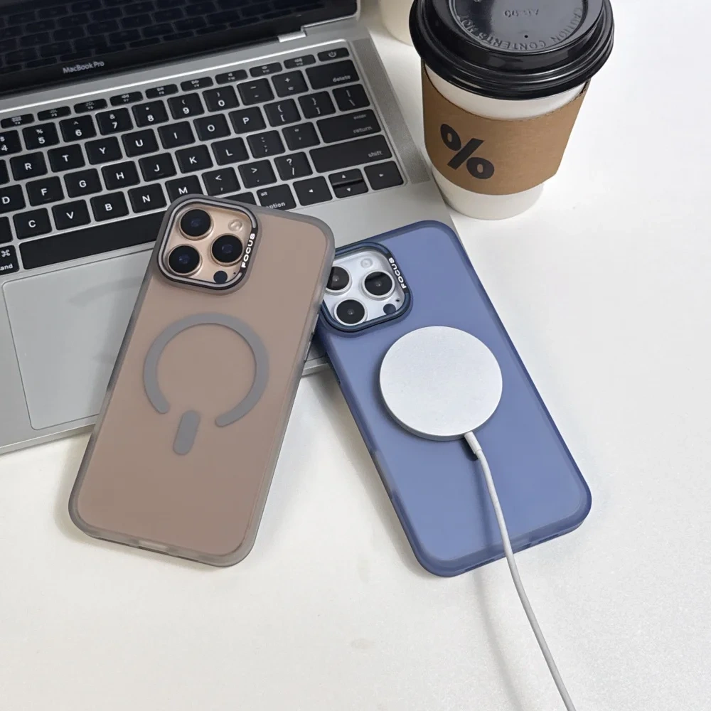 Used for IPhone17 Soft Skin friendly Matte Half transparent Phone Case iPhone15 14 Pro Max 13 16 Magnetic Wireless Charging Case