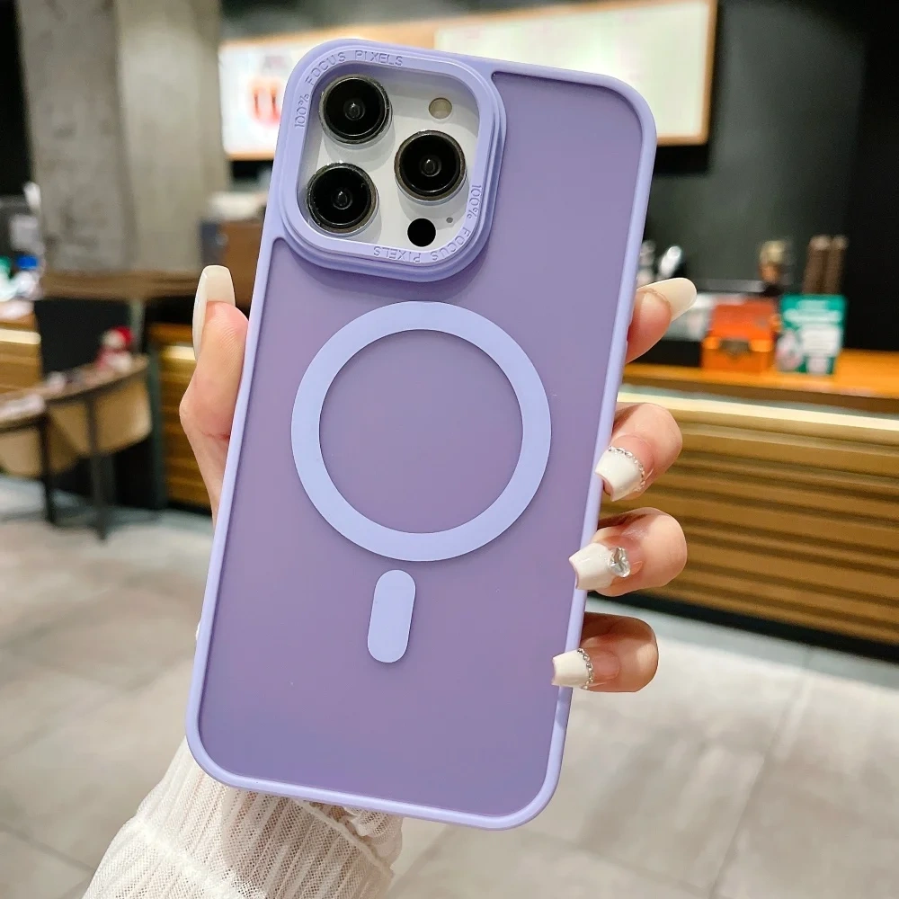 Multi color luxury matte magnetic phone case for iPhone 15 14 16  17 12 13Pro Max stylish wireless charging protector hard case