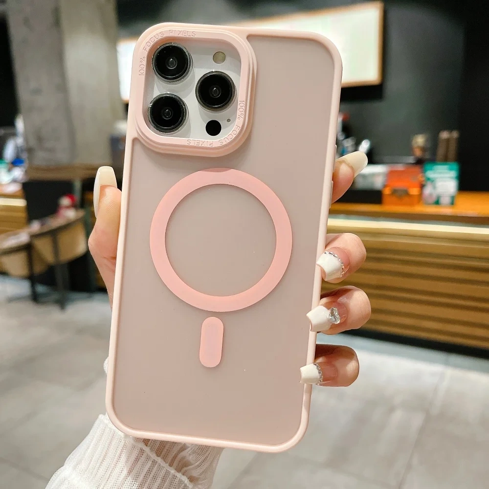 Multi color luxury matte magnetic phone case for iPhone 15 14 16  17 12 13Pro Max stylish wireless charging protector hard case