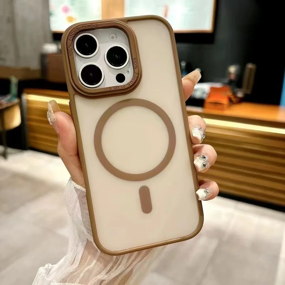 Multi color luxury matte magnetic phone case for iPhone 15 14 16  17 12 13Pro Max stylish wireless charging protector hard case