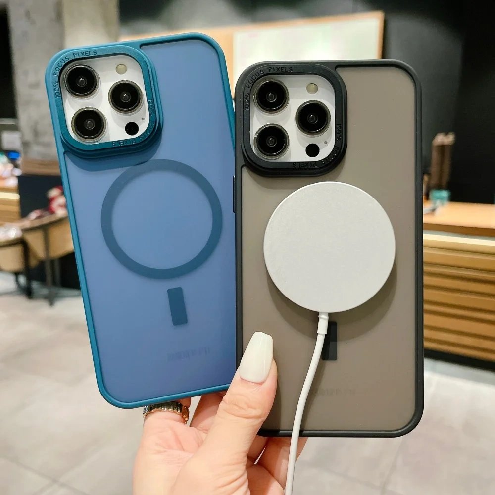 Multi color luxury matte magnetic phone case for iPhone 15 14 16  17 12 13Pro Max stylish wireless charging protector hard case
