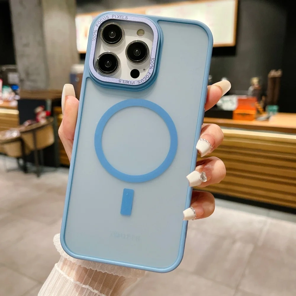 Multi color luxury matte magnetic phone case for iPhone 15 14 16  17 12 13Pro Max stylish wireless charging protector hard case