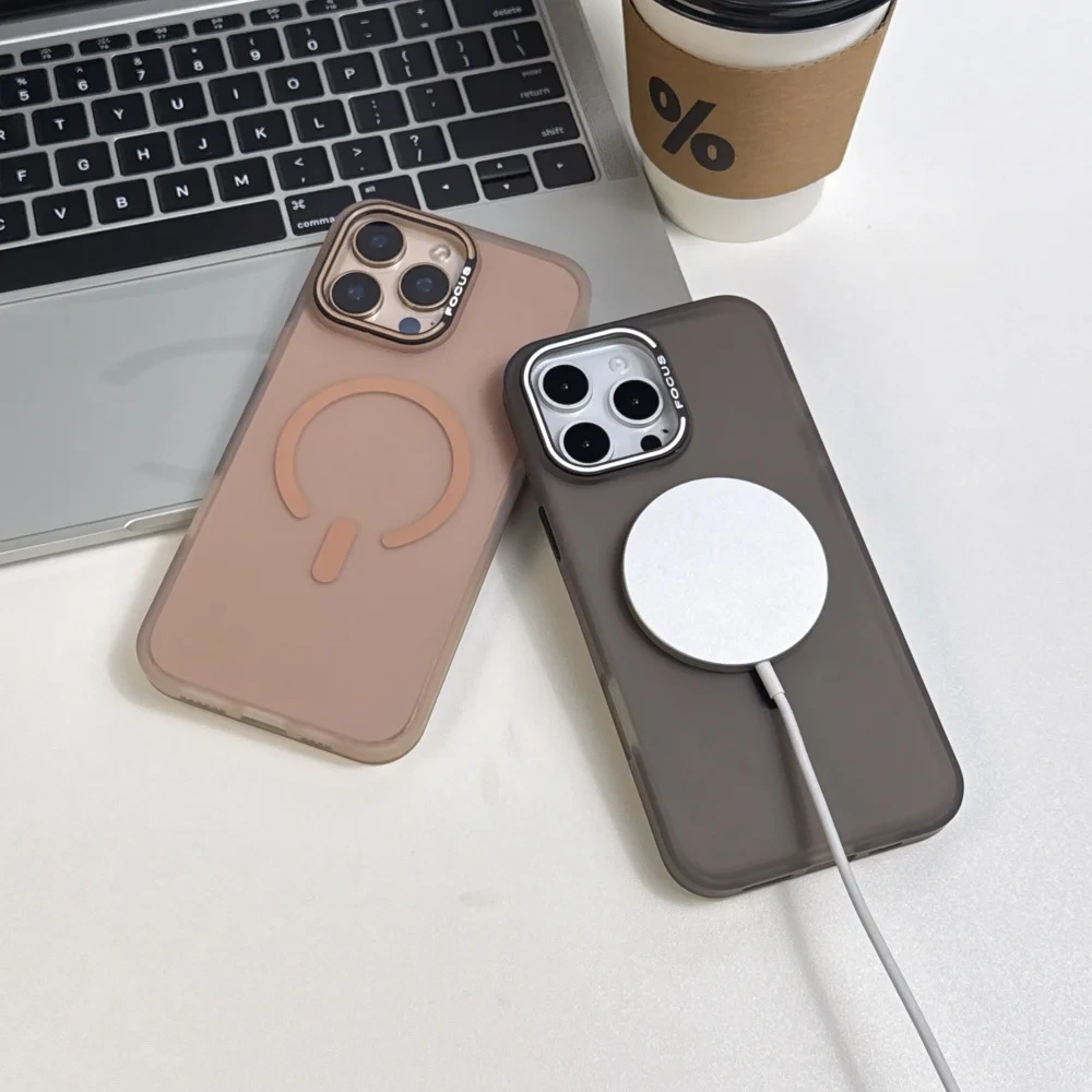 Used for IPhone17 Soft Skin friendly Matte Half transparent Phone Case iPhone15 14 Pro Max 13 16 Magnetic Wireless Charging Case