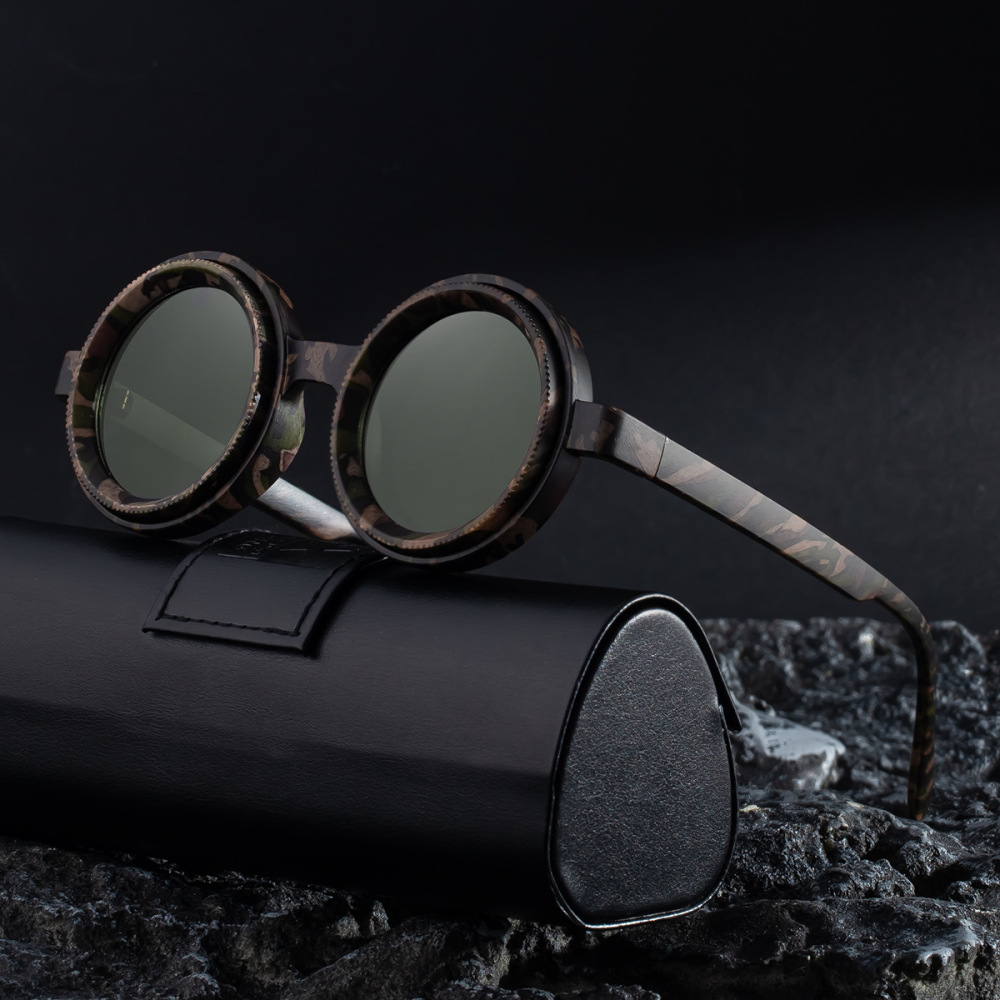 New adjustable zoom round frame polarized sunglasses for men, outdoor sun protection, high-end feeling for men