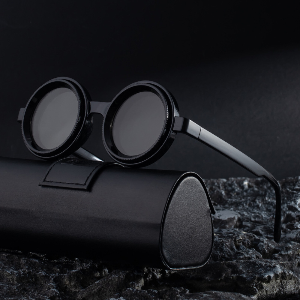 New adjustable zoom round frame polarized sunglasses for men, outdoor sun protection, high-end feeling for men