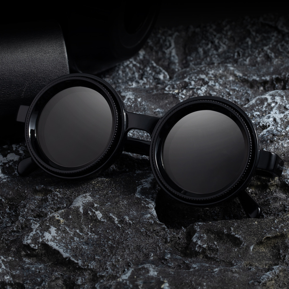 New adjustable zoom round frame polarized sunglasses for men, outdoor sun protection, high-end feeling for men