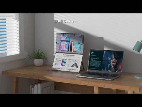 ZEUSLAP 15.6" Stacked Foldable Triple Monitor,  FHD 100% sRGB Laptop Screen Extender Portable Monitor for Windows Mac OS