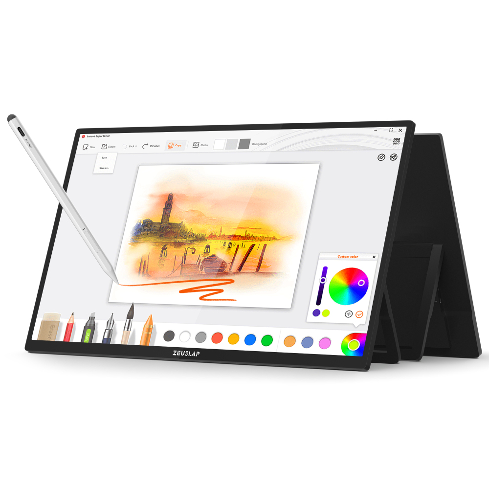 ZEUSLAP 22" 2.5K QHD Touchscreen Monitor – 4096-Level Stylus Pen, 100% sRGB, Anti-Glare, Thunderbolt/HDMI, 65W PD, for Design, Office & Gaming
