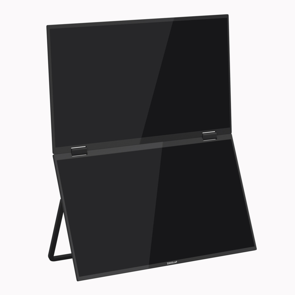 ZEUSLAP-Z15W 15.6" Dual Portable Monitor FHD 100% sRGB – Foldable Dual-Screen Laptop Extender for Mac & Windows, 1080P IPS, Type-C/HDMI, Travel-Friendly with Stand & 65W Charger