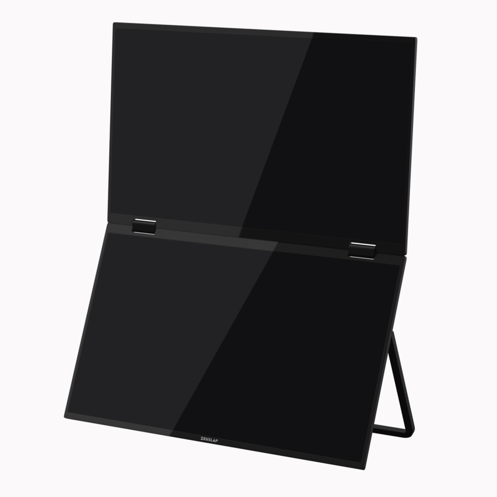 ZEUSLAP-Z15W 15.6" Dual Portable Monitor FHD 100% sRGB – Foldable Dual-Screen Laptop Extender for Mac & Windows, 1080P IPS, Type-C/HDMI, Travel-Friendly with Stand & 65W Charger