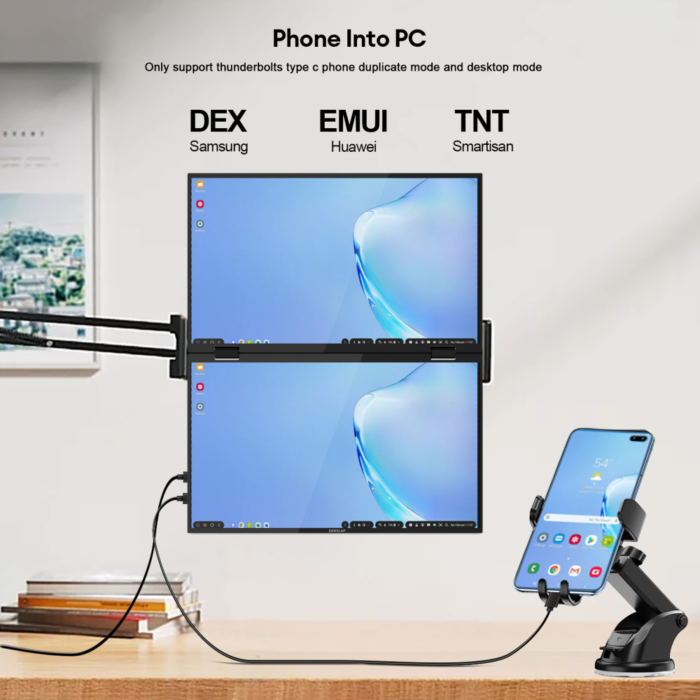 ZEUSLAP-Z15W 15.6" Dual Portable Monitor FHD 100% sRGB – Foldable Dual-Screen Laptop Extender for Mac & Windows, 1080P IPS, Type-C/HDMI, Travel-Friendly with Stand & 65W Charger