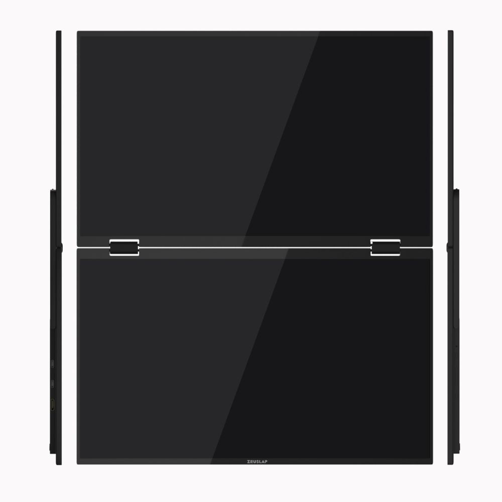 ZEUSLAP-Z15W 15.6" Dual Portable Monitor FHD 100% sRGB – Foldable Dual-Screen Laptop Extender for Mac & Windows, 1080P IPS, Type-C/HDMI, Travel-Friendly with Stand & 65W Charger