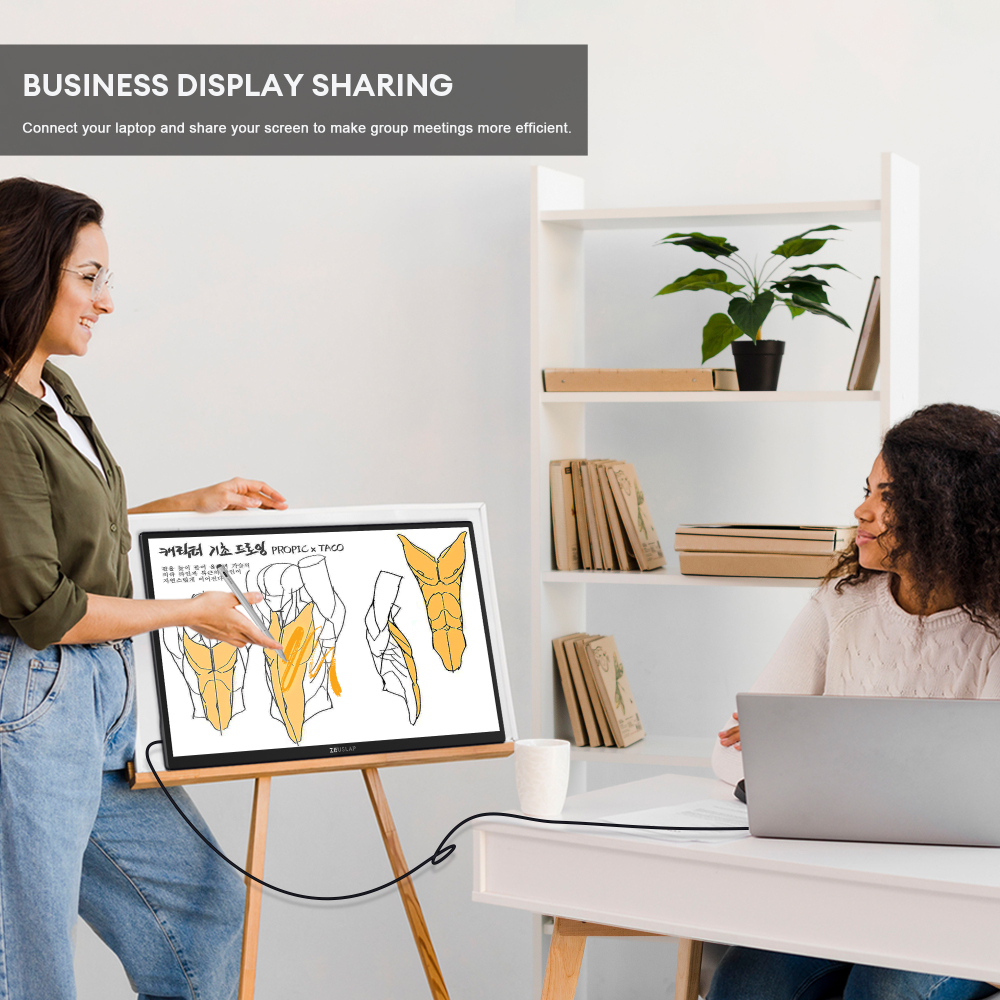ZEUSLAP 22" 2.5K QHD Touchscreen Monitor – 4096-Level Stylus Pen, 100% sRGB, Anti-Glare, Thunderbolt/HDMI, 65W PD, for Design, Office & Gaming