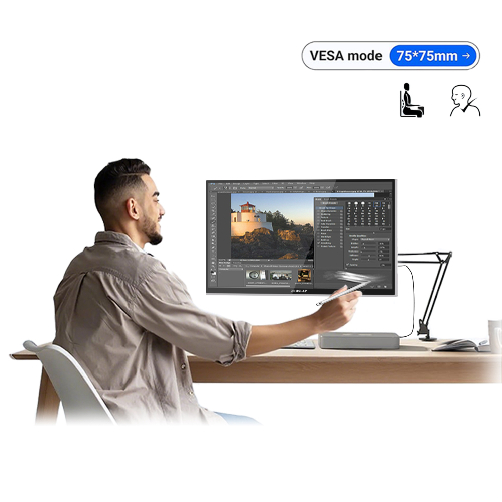 ZEUSLAP-Z22TV PRO 22" QHD Smart Android TV Monitor - 2560x1440, 7500mAh Battery, MPP2.0 Stylus Support, Google TV, Matte Anti-Glare, Portable Handbag Design & VESA Mount"