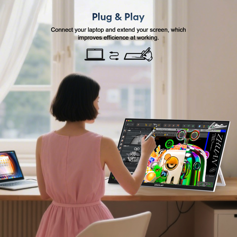 ZEUSLAP-Z22TV PRO 22" QHD Smart Android TV Monitor - 2560x1440, 7500mAh Battery, MPP2.0 Stylus Support, Google TV, Matte Anti-Glare, Portable Handbag Design & VESA Mount"