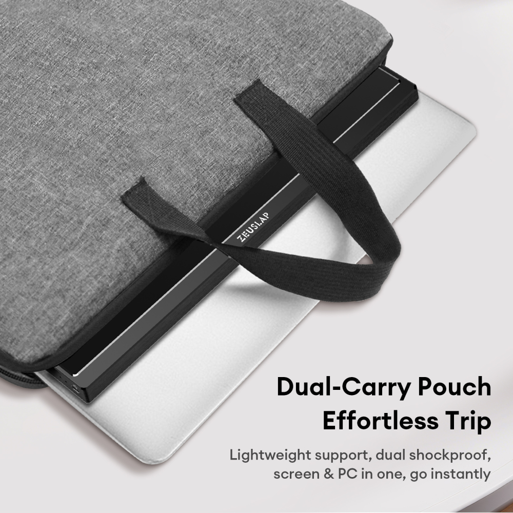ZEUSLAP Waterproof Portable Monitor Bag - Fits 13.3" 14" 15.6" 16" Screens & Ultrabooks, Shockproof Nylon Messenger Case w/Padded Compartmen