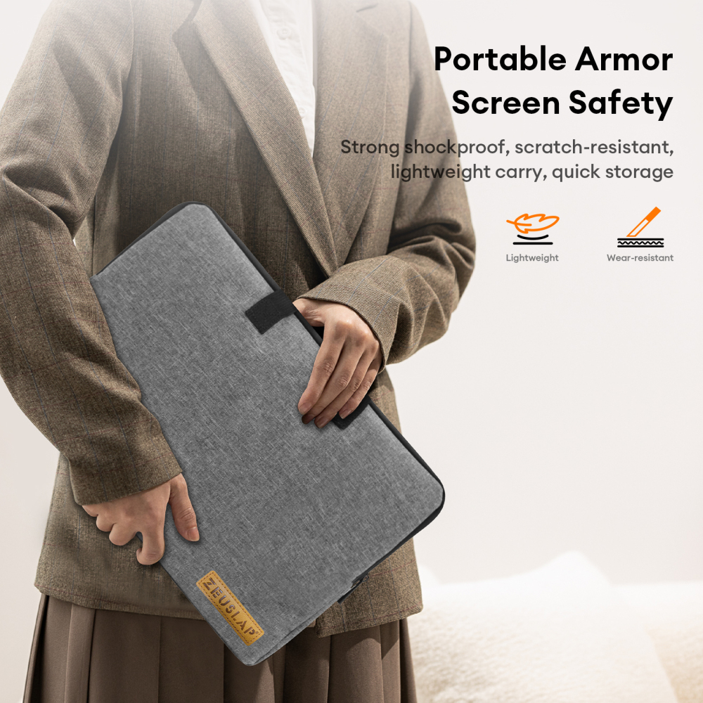 ZEUSLAP Waterproof Portable Monitor Bag - Fits 13.3" 14" 15.6" 16" Screens & Ultrabooks, Shockproof Nylon Messenger Case w/Padded Compartmen