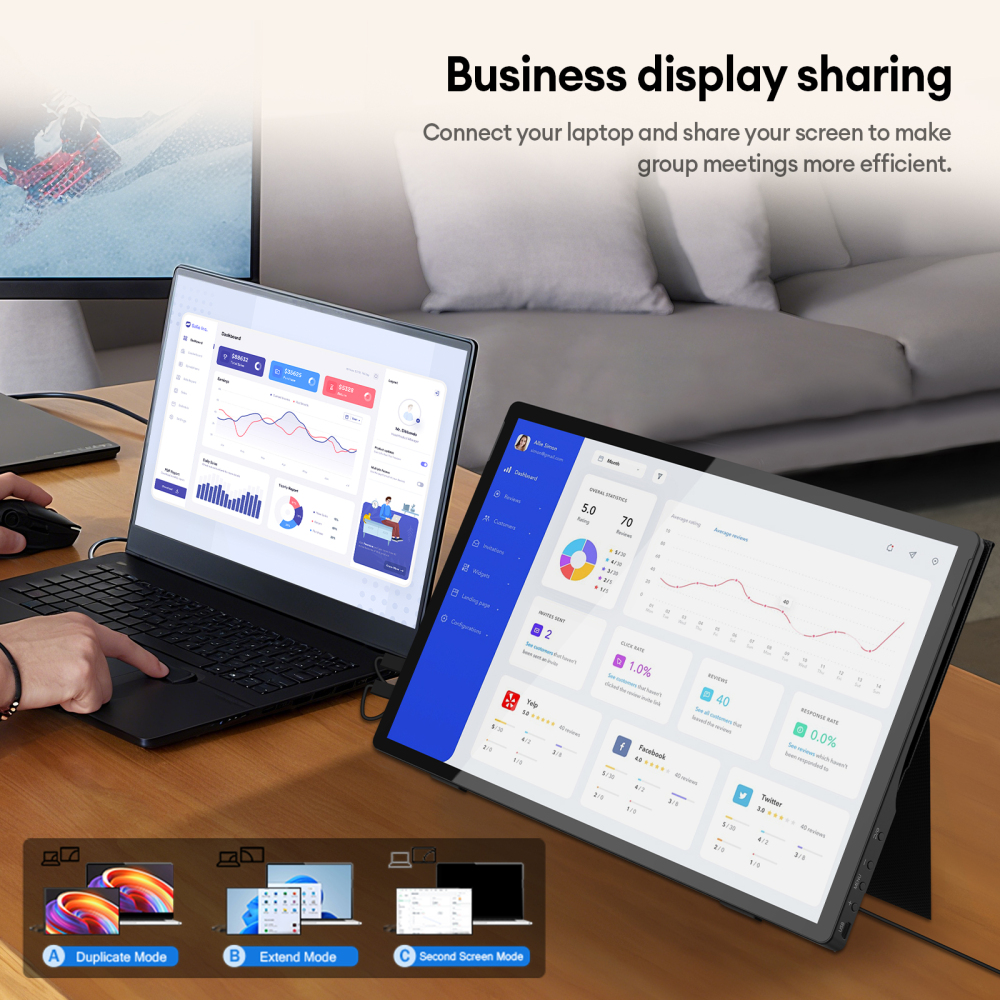 ZEUSLAP-Z13K 13.5" QHD Portable Monitor - 3000x2000 100% sRGB, HDR, Matte Anti-Glare, Dual Thunderbolt, Surface Book Second Screen, Magnetic Sleeve
