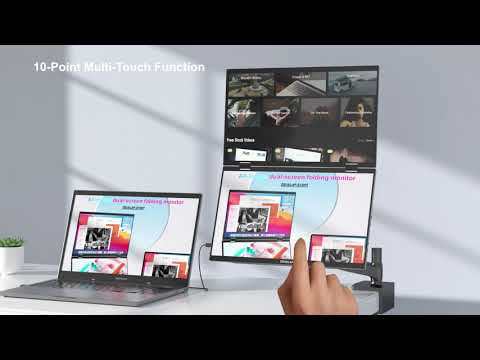 ZEUSLAP Z15WT 15.6" Dual Touch Portable Monitor - Foldable Dual FHD Screens, 10-Point Touch, Thunderbolt/USB-C/HDMI for Windows/Mac,  Back Stand & PD 65W Charger, DisplayLink Drivered Needed for Mac OS