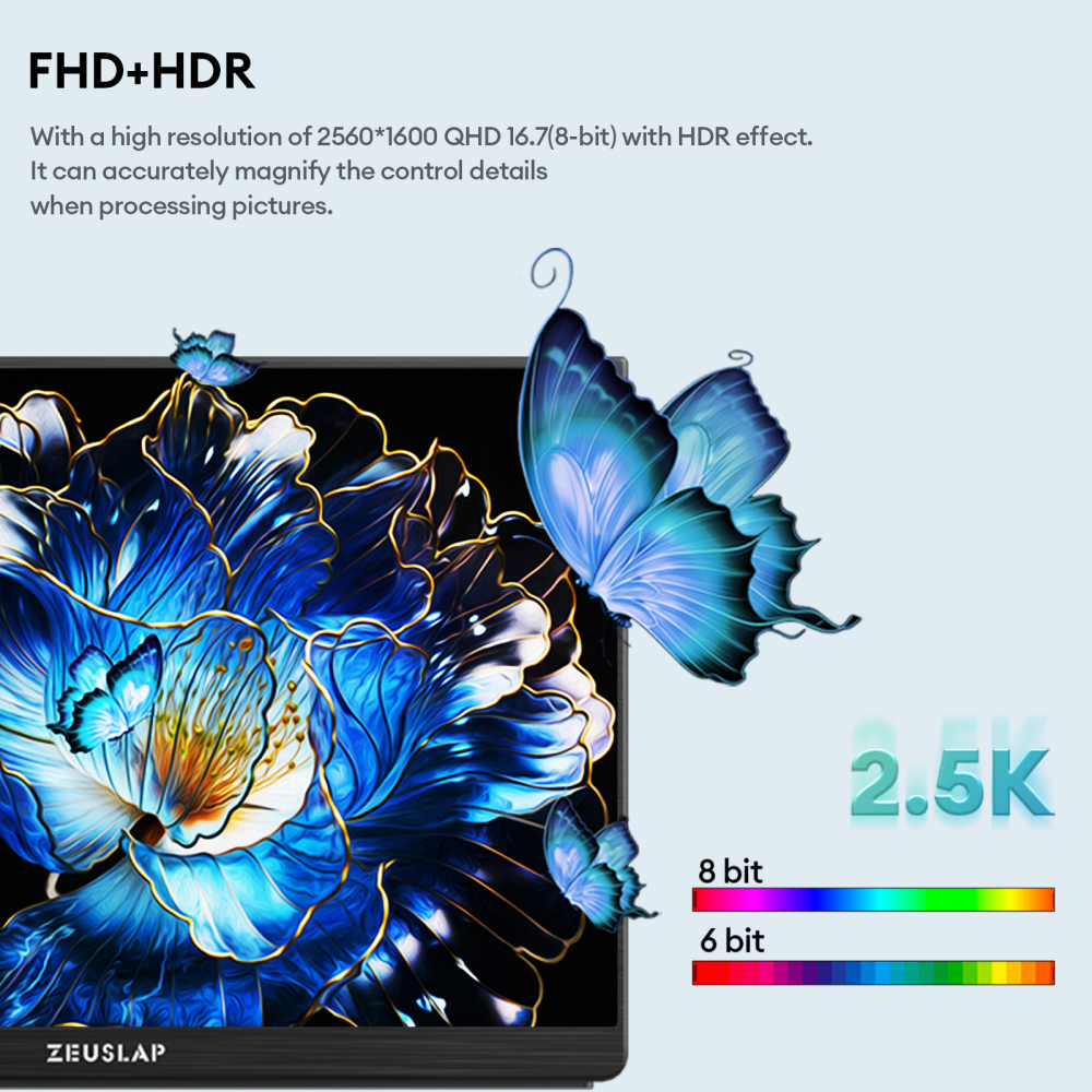 ZEUSLAP-P16F 16" 240Hz Portable Monitor - 2560x1600 QHD, 100% sRGB, Thunderbolt 240Hz/HDMI 120Hz, Metal Cooled, w/OD Boost & Switch 2 Support
