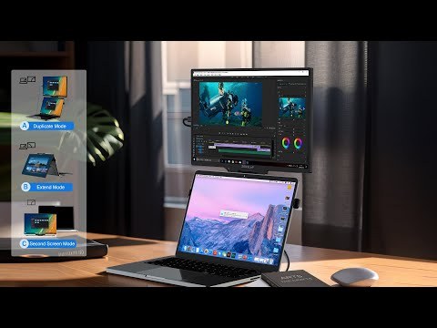 ZEUSLAP-Z16H Float 16" QHD Stacked Monitor - 2560x1600 115% sRGB, 180° Foldable, Built-in Kickstand, Plug&Play for Laptop/Switch (Mac/Win/Linux)