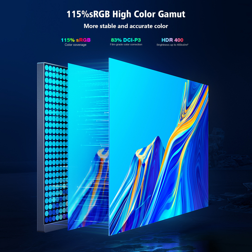 ZEUSLAP-Z16H Float 16" QHD Stacked Monitor - 2560x1600 115% sRGB, 180° Foldable, Built-in Kickstand, Plug&Play for Laptop/Switch (Mac/Win/Linux)
