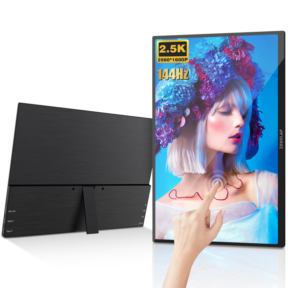 ZEUSLAP-P16ST 16" QHD 144Hz Touch Portable Monitor - 2560x1600P, 100% sRGB, Built-in Stand