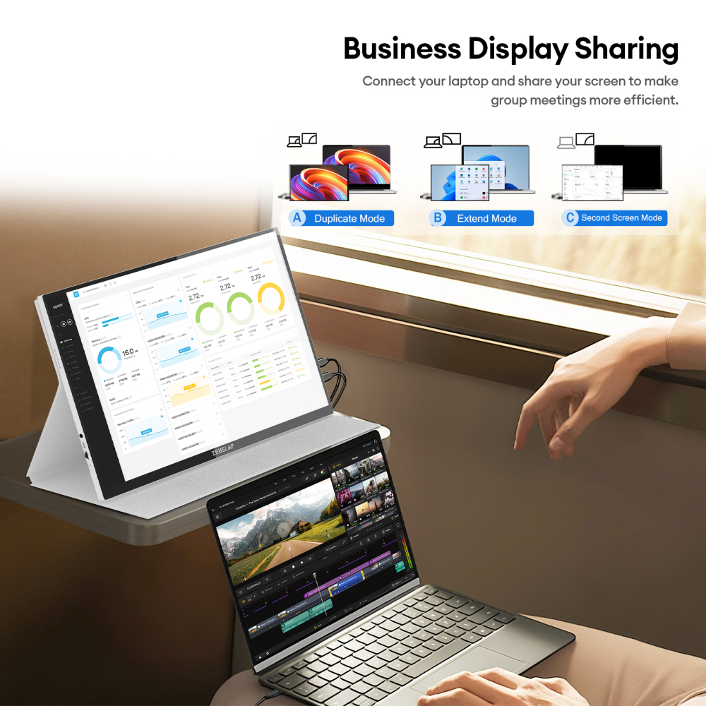 ZEUSLAP-P16KT PRO 16"  QHD 165HzTouch Gaming Monitor - 2560x1600P, 100% sRGB, 500Nits, Dual Thunderbolt, Metal Body, PD 30W Charge, White and Black For Option