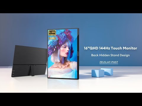 ZEUSLAP-P16ST 16" QHD 144Hz Touch Portable Monitor - 2560x1600P, 100% sRGB, Built-in Stand