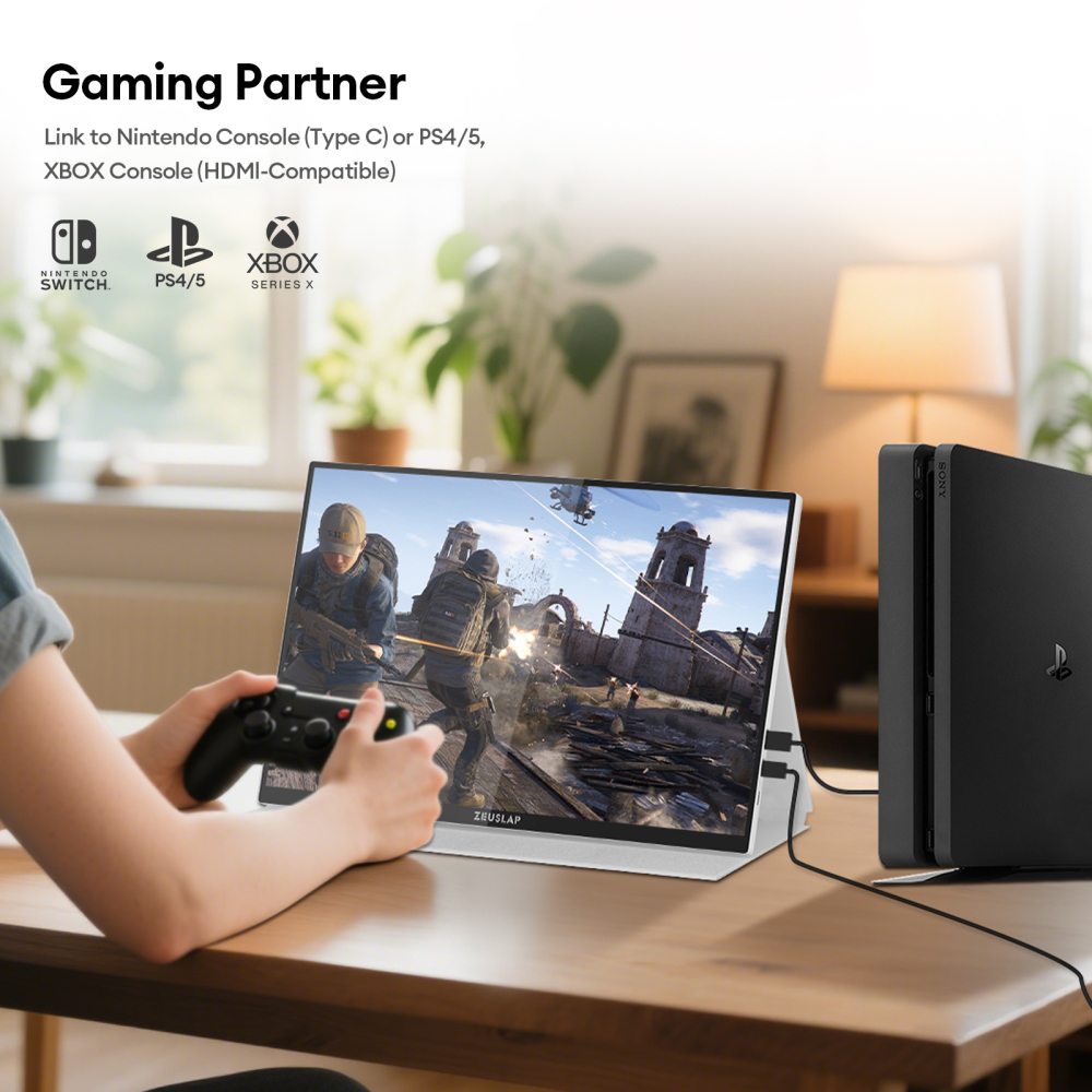 ZEUSLAP-P16KT PRO 16"  QHD 165HzTouch Gaming Monitor - 2560x1600P, 100% sRGB, 500Nits, Dual Thunderbolt, Metal Body, PD 30W Charge, White and Black For Option