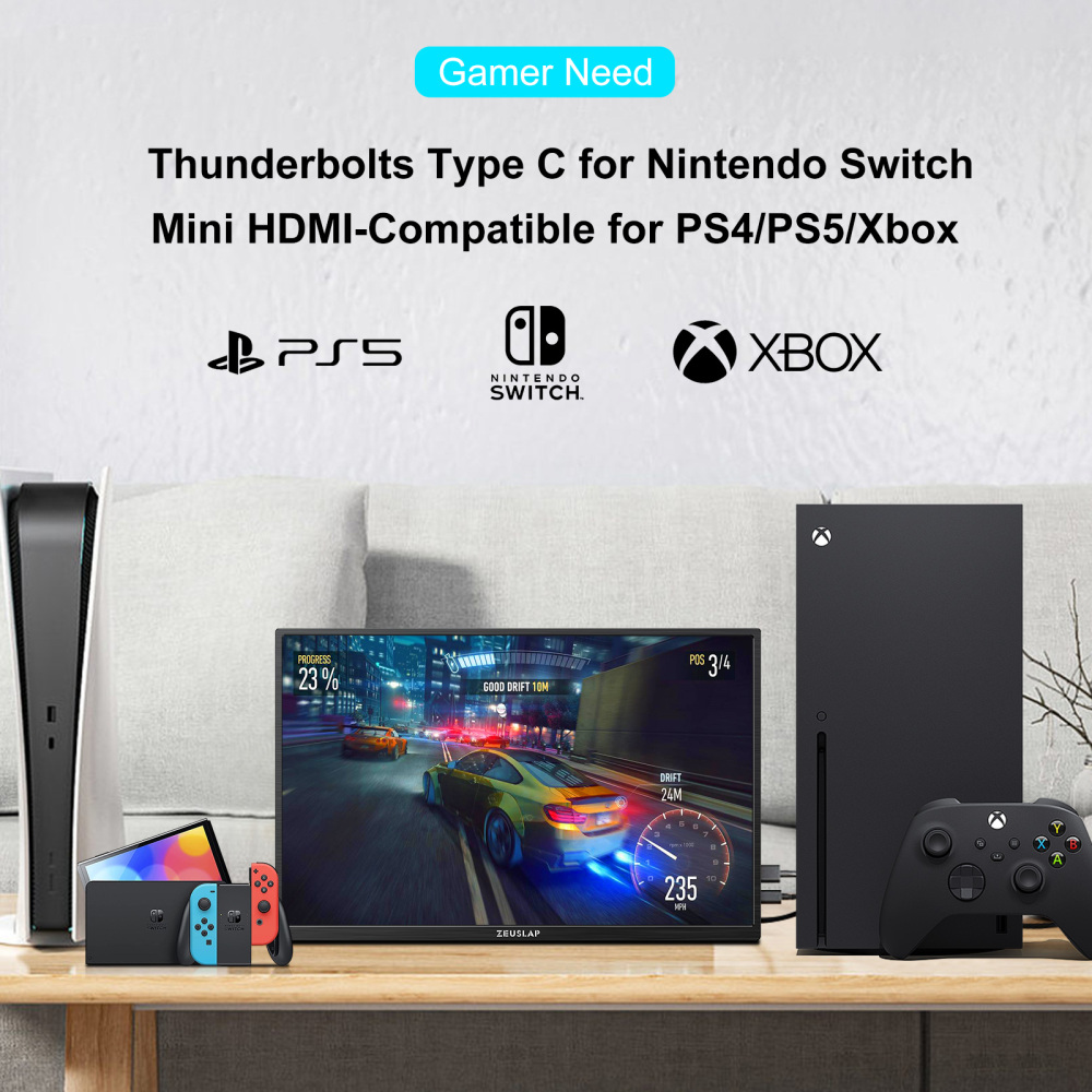 ZEUSLAP-P16ST 16" QHD 144Hz Touch Portable Monitor - 2560x1600P, 100% sRGB, Built-in Stand