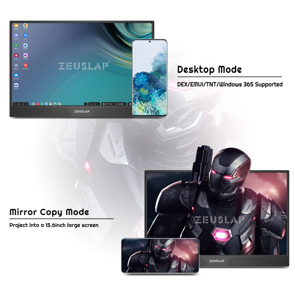 ZEUSLAP Z15ST 15.6" Portable Touchscreen Monitor | 1080P 10-Point Touch | USB-C & Mini HDMI | Built-in Speakers, Ultra-Thin, for Laptop, PC, Phone, Nintendo Switch