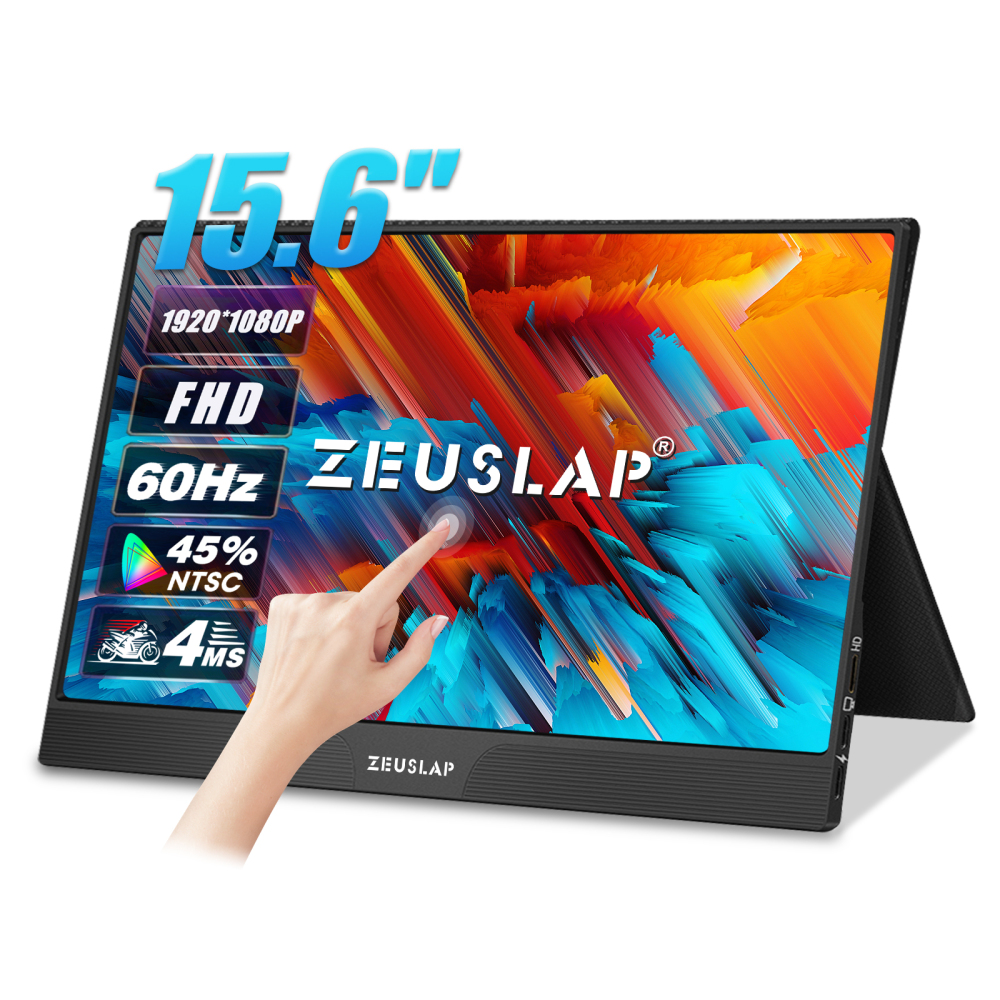 ZEUSLAP Z15ST 15.6" Portable Touchscreen Monitor | 1080P 10-Point Touch | USB-C & Mini HDMI | Built-in Speakers, Ultra-Thin, for Laptop, PC, Phone, Nintendo Switch