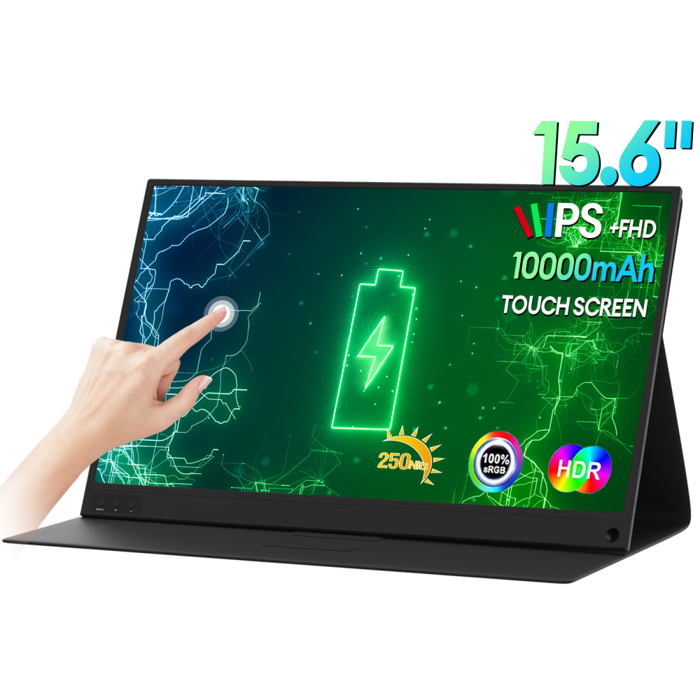 ZEUSLAP Z15ST 15.6" Portable Touchscreen Monitor | 1080P 10-Point Touch | USB-C & Mini HDMI | Built-in Speakers and Battery, Ultra-Thin, for Laptop, PC, Phone, Nintendo Switch