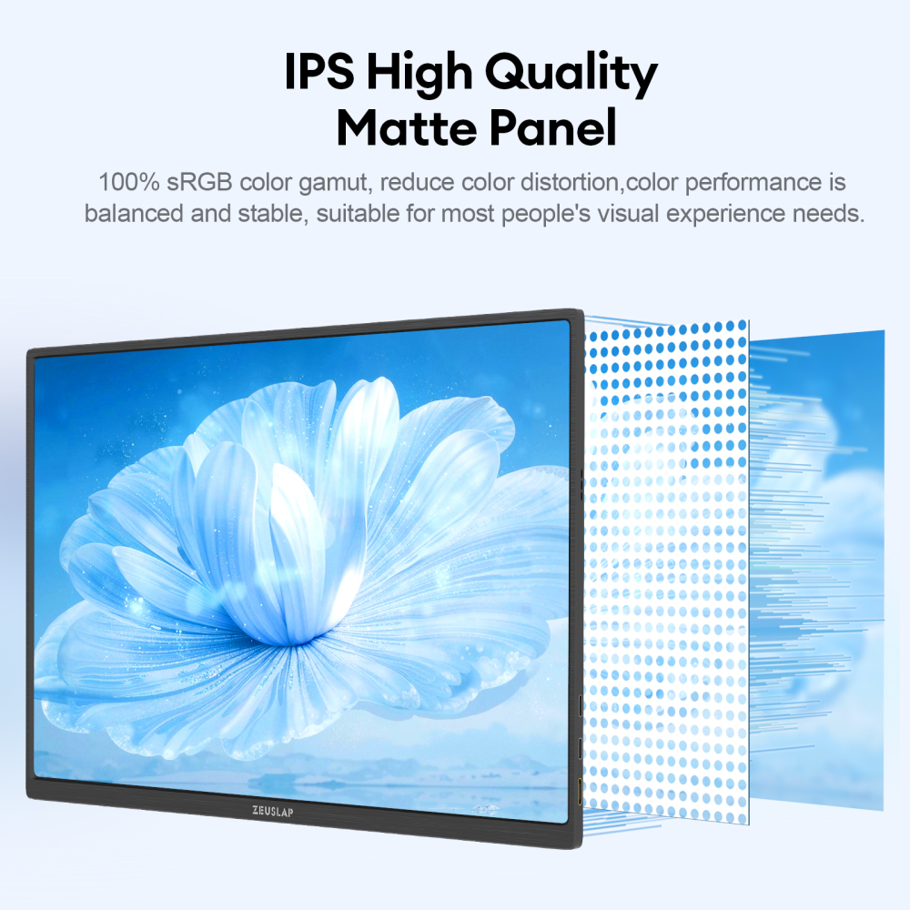 ZEUSLAP-P16T 16" FHD 60Hz Touch Portable Monitor - 1920x1080P IPS Panel, 100% sRGB, Built-in VESA Holes
