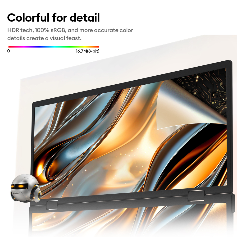 ZEUSLAP ZB15 15.6-inch Upper and Lower Dual-Screen Portable Monitor | 1920×1080 FHD | Ultra-Light Design | Thunderbolt Type-C Laptop Compatible | Driver-Free Setup