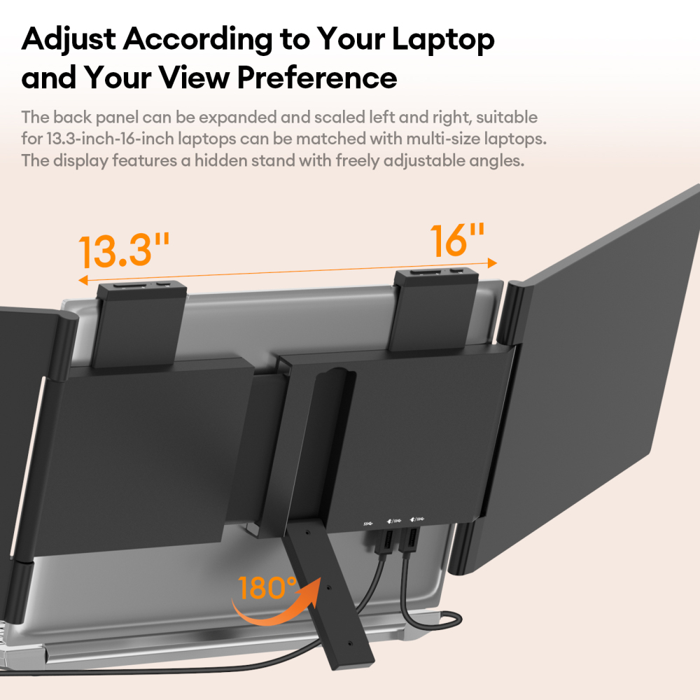 ZEUSLAP ZB14 14-inch Left and Right Dual Foldable Monitor | FHD 1920x1080 | 100% sRGB | Ultra-Slim Design | USB-C Power Delivery