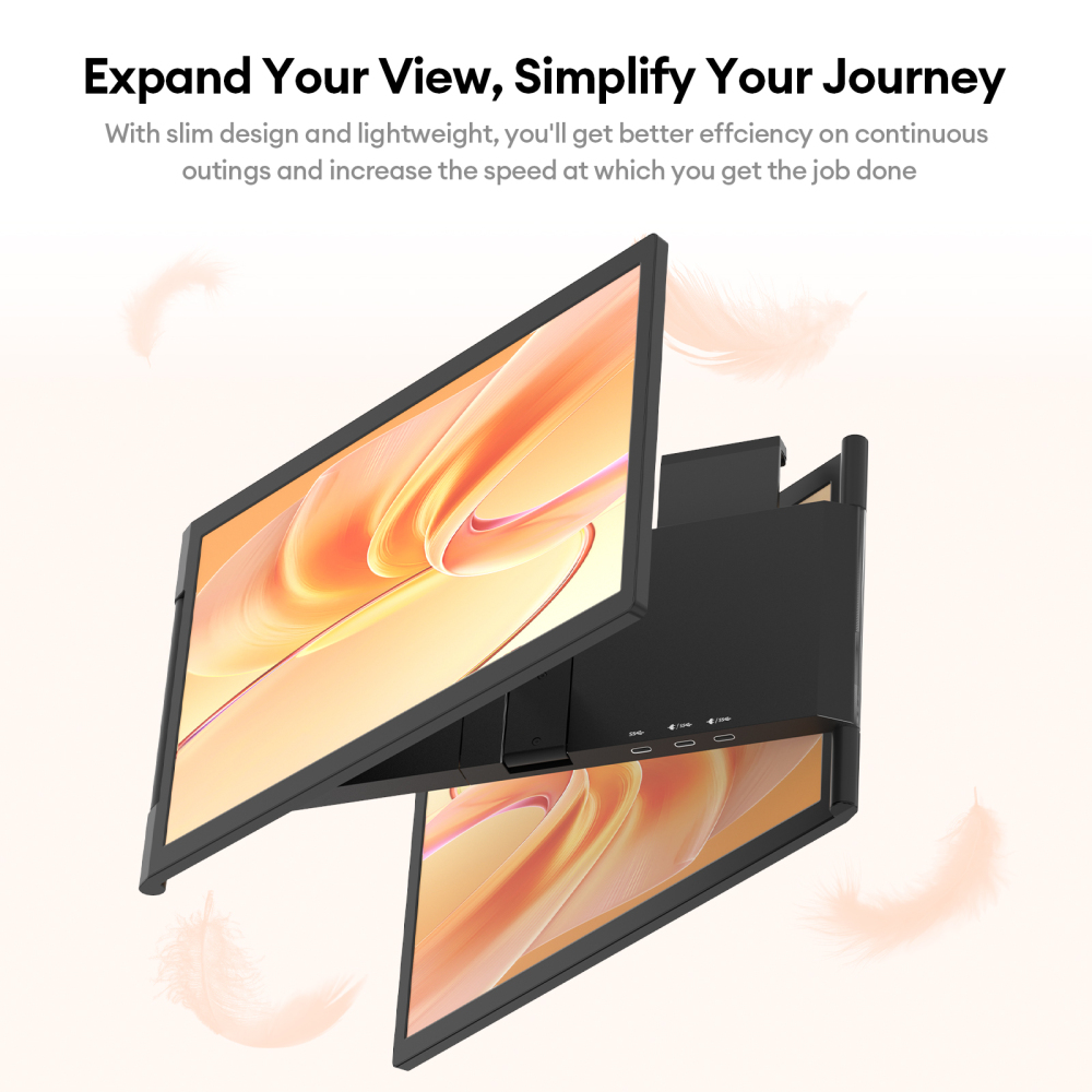 ZEUSLAP ZB14 14-inch Left and Right Dual Foldable Monitor | FHD 1920x1080 | 100% sRGB | Ultra-Slim Design | USB-C Power Delivery