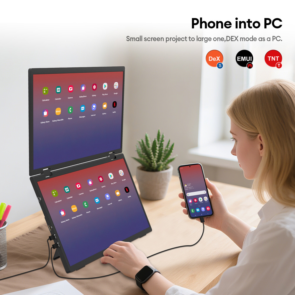 ZEUSLAP ZB15 15.6-inch Upper and Lower Dual-Screen Portable Monitor | 1920×1080 FHD | Ultra-Light Design | Thunderbolt Type-C Laptop Compatible | Driver-Free Setup
