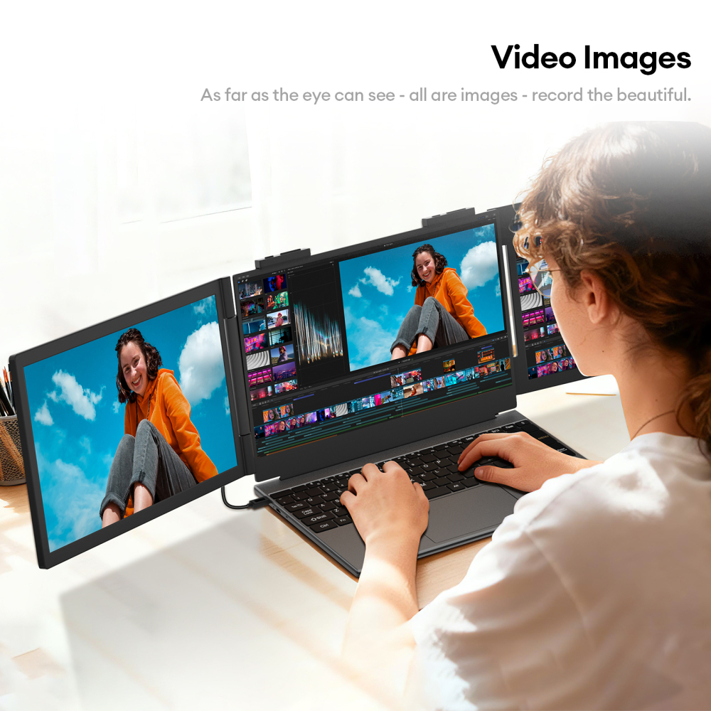 ZEUSLAP ZB14 14-inch Left and Right Dual Foldable Monitor | FHD 1920x1080 | 100% sRGB | Ultra-Slim Design | USB-C Power Delivery