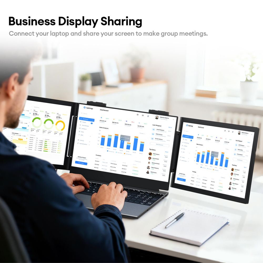ZEUSLAP ZB14 14-inch Left and Right Dual Foldable Monitor | FHD 1920x1080 | 100% sRGB | Ultra-Slim Design | USB-C Power Delivery