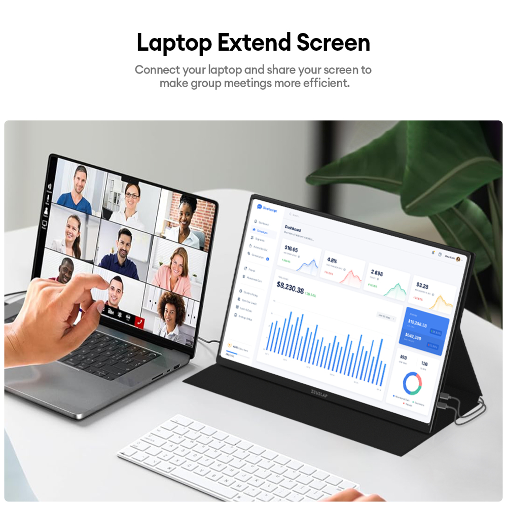 ZEUSLAP-P25K 16" QHD 60Hz Portable Monitor - 2560x1600P, 100% sRGB, 500Nits, Travel Gaming Display for Laptop Switch PS4 PS5 Xbox