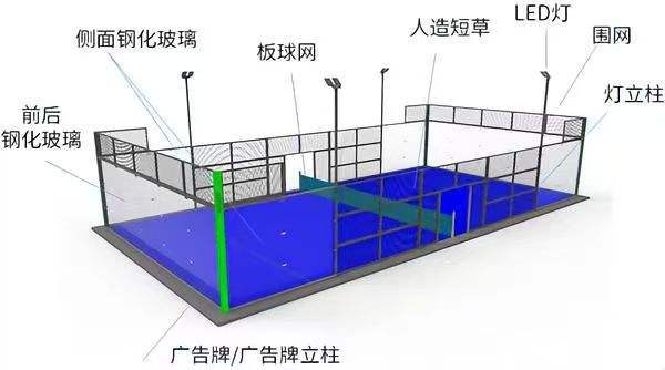 Mobile Panoramic Plate Padel Tennis Court Floating Plate Padelboll Tennis Court with Electric Tent Suspended Plate Tennis Court