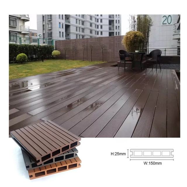 Waterproof UV-Resistant WPC Decking Wide 3D Embossed Wood Plastic