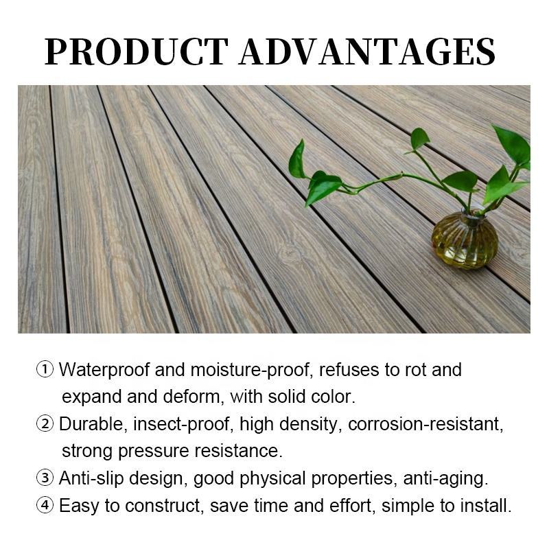 Waterproof UV-Resistant WPC Decking Wide 3D Embossed Wood Plastic