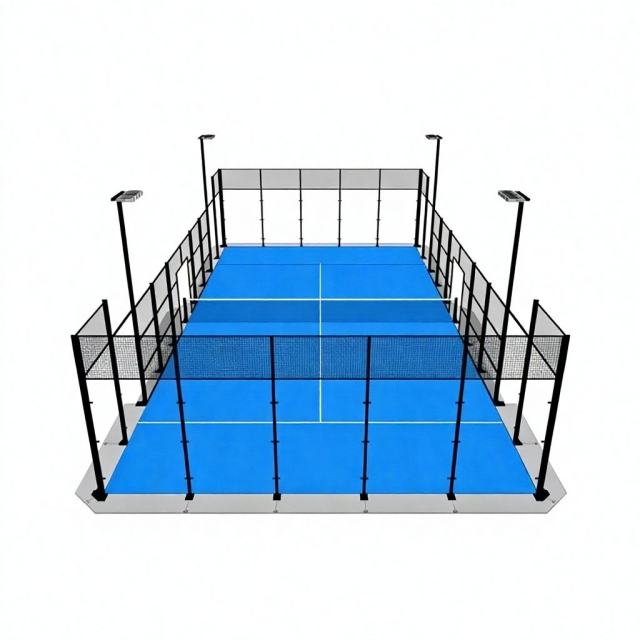 Best Selling Reinforced Steel Frame High Quality Tempered Glass Panoramic Padel Tennis Court for Indoor/Outdoor Club Sport