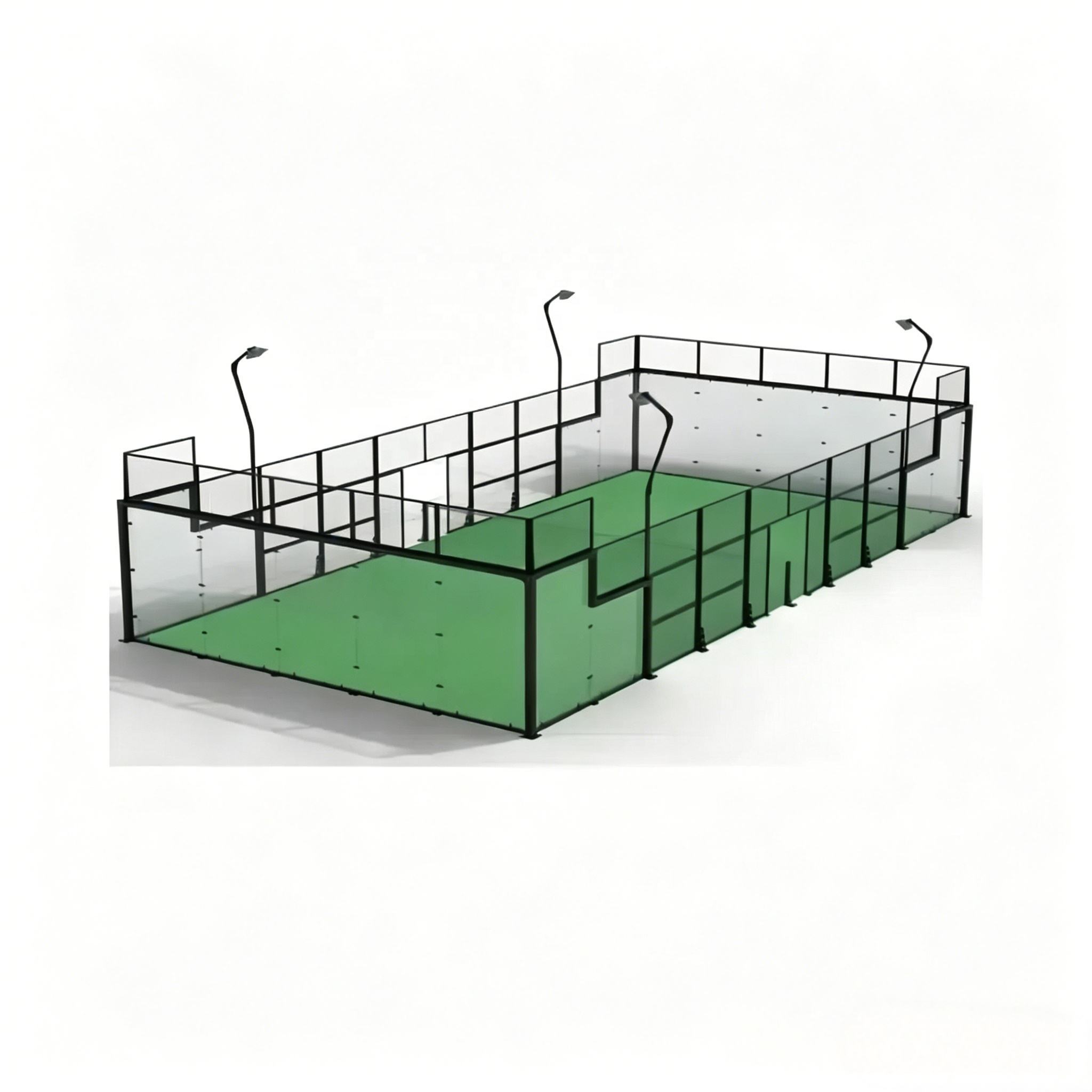 Factory Supply GUANWANG New Design Panoramic Padel Tennis Court with Galvanized Steel Post and 12mm Tempered Glass