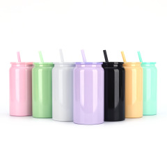 16oz Double - Wall Stainless Steel Straw Can - Shaped Tumbler, Pantone Customizable
