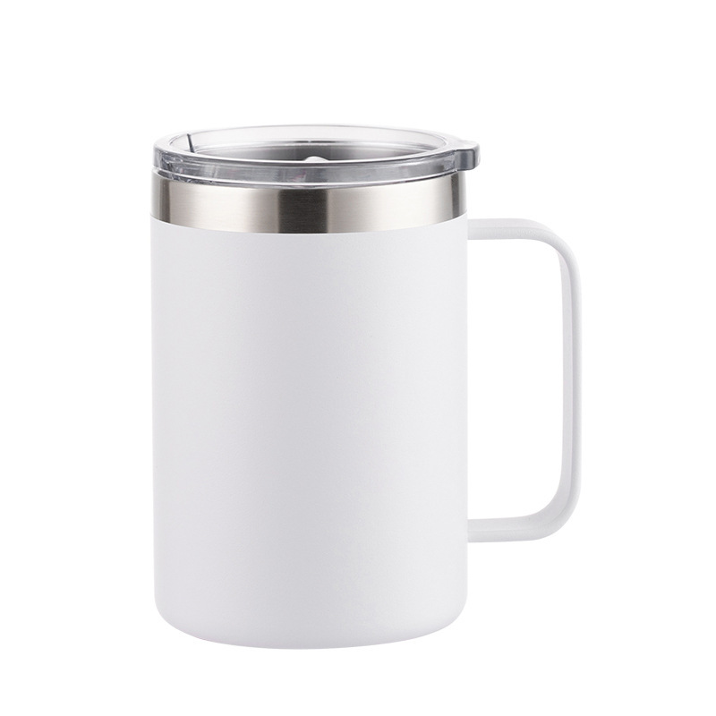 Wholesale 16oz Matte Powder-Coated Stainless Steel Handle Mug | B2B Laser-Ready Thermal Drinkware